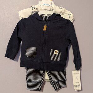 NWT Carters three piece onesie outfit - Newborn, navy